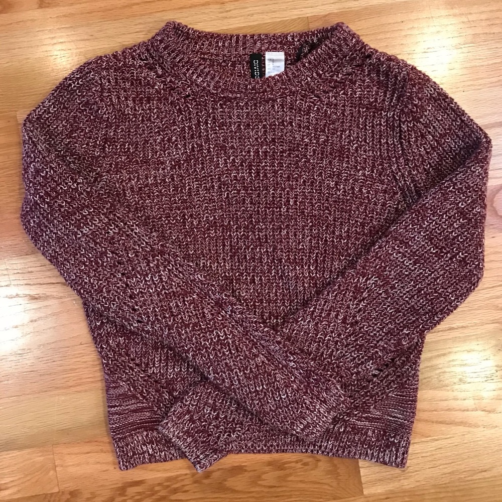 Knit Cropped Maroon Sweater